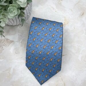 NWOT Vineyard Vines Blue Silk Tie Horse Riding 3 5/8" - 58 1/2"‎